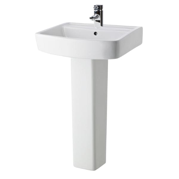 Nuie Full Pedestal Basins,Modern Basins Nuie Bliss 600mm Basin With Full Pedestal - 1 TH - White