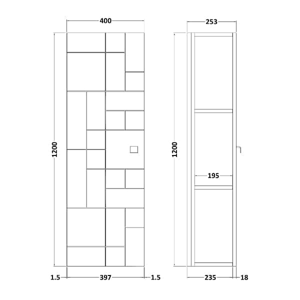 Nuie Tall Storage Units,Modern Storage Units Nuie Blocks 1 Door Wall Hung Tall Storage Unit 400mm Wide