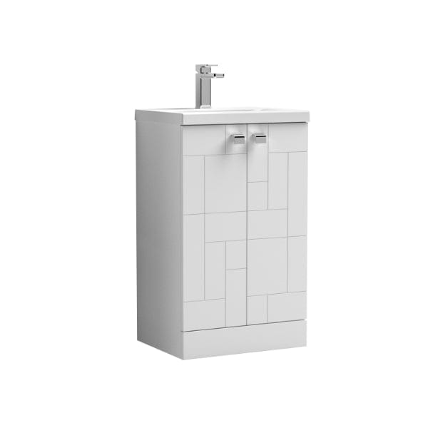 Nuie Floor Standing Vanity Units,Modern Vanity Units,Basins With Floor Standing Vanity Units,Nuie Satin White Nuie Blocks 2 Door Floorstanding Vanity Unit With Basin-2 500mm Wide