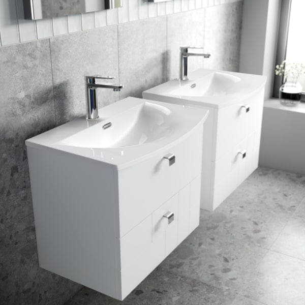 Nuie Wall Hung Vanity Units,Modern Vanity Units,Basins With Wall Hung Vanity Units,Nuie Nuie Blocks 2 Drawer Wall Hung Vanity Unit With Basin-2 600mm Wide