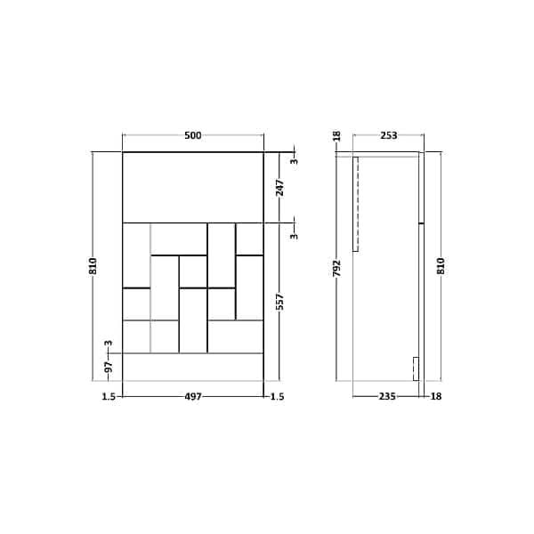 Nuie WC Units,Toilet Units,Nuie Nuie Blocks Back to Wall WC Unit 500mm Wide