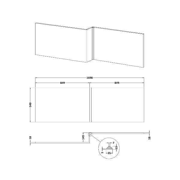 Nuie Bath Panels,Nuie Nuie Blocks Shower Bath Front Panel - 1700mm x 540mm