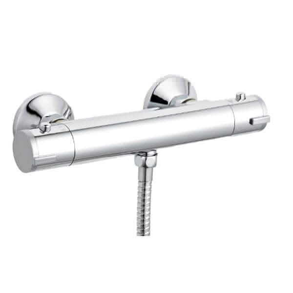 Nuie Bar Shower Valves Nuie Bottom Outlet Round Bar Shower Valve - Chrome