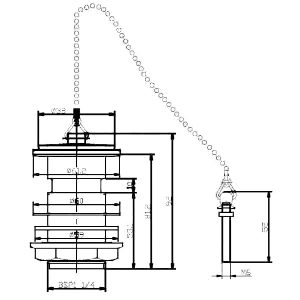 Nuie Basin Wastes Nuie Contract Slotted Basin Waste With Plug and Ball Chain - Chrome