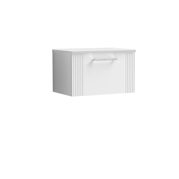 Nuie Wall Hung Vanity Units,Modern Vanity Units,Basins With Wall Hung Vanity Units,Nuie Satin White Nuie Deco 1 Drawer Wall Hung Vanity Unit With Worktop 600mm Wide