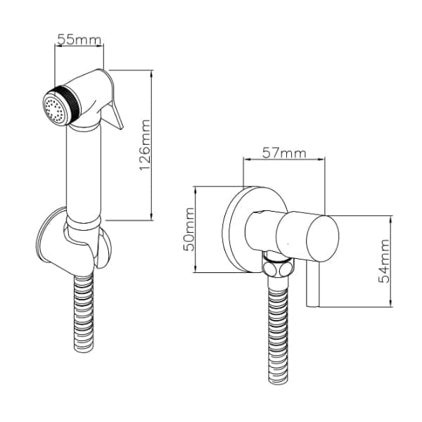 Nuie Douche Kits Nuie Douche Spray Kit With Handset Holder And Manual Valve - Chrome