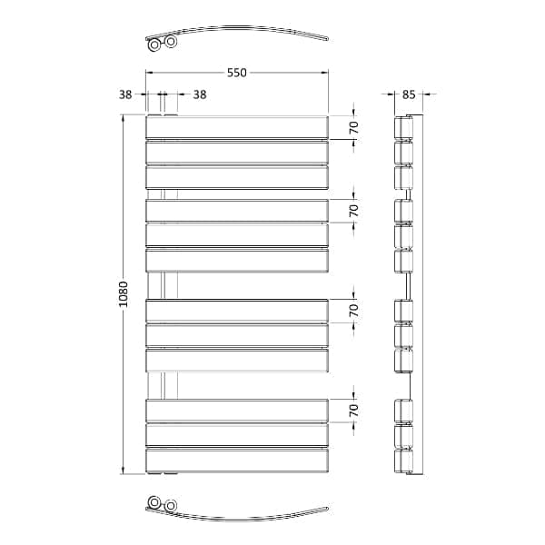 Nuie Straight Designer Heated Towel Rails,Modern Designer Heated Towel Rails Nuie Elgin Designer Heated Towel Rail - 1080mm x 550mm