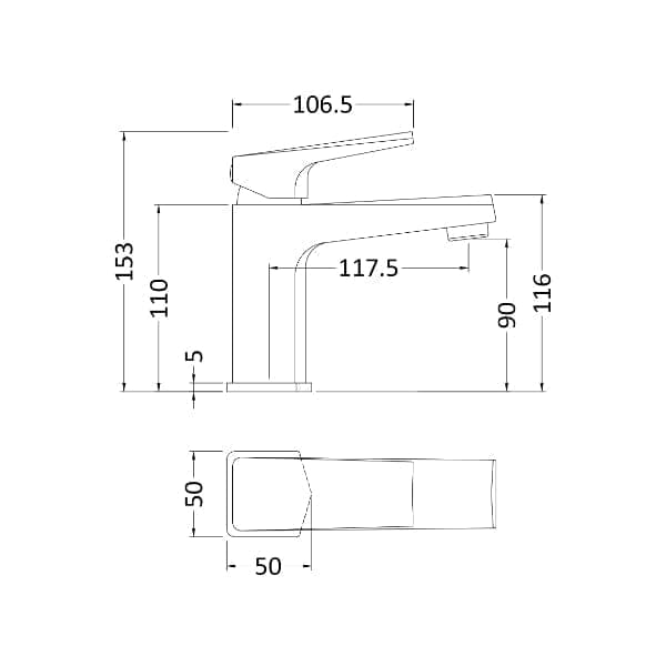 Nuie Basin Mixer Taps,Deck Mounted Taps,Modern Taps Nuie Hardy Mono Basin Mixer Tap with Waste - Chrome