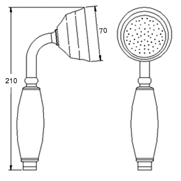 Nuie Shower Head Handsets & Hose Kits Nuie Large Traditional Shower Handset - Chrome/White