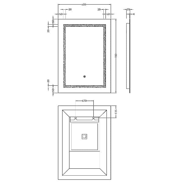 Nuie Illuminated Mirrors Nuie LED Illuminated Mirror With Touch Sensor - Clear