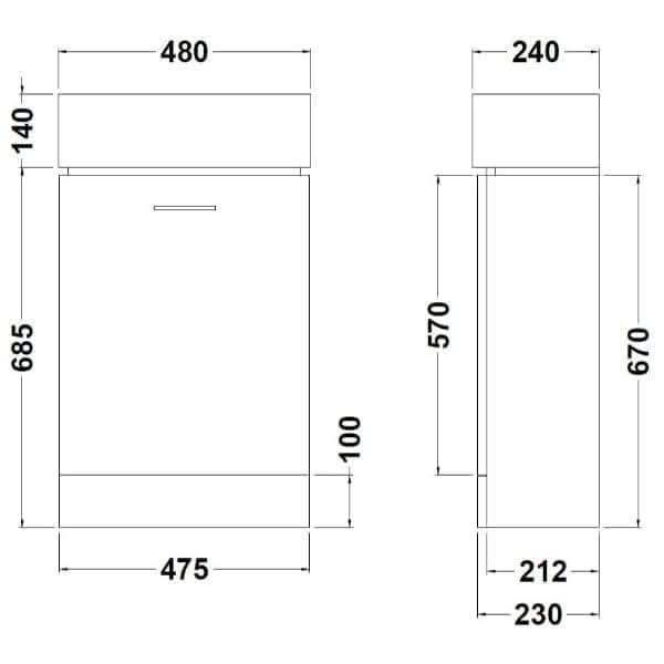 Nuie Floor Standing Vanity Units,Modern Vanity Units,Basins With Floor Standing Vanity Units, Nuie Nuie Mayford 1 Door Floorstanding Vanity Unit With Basin 480mm Wide - Gloss White
