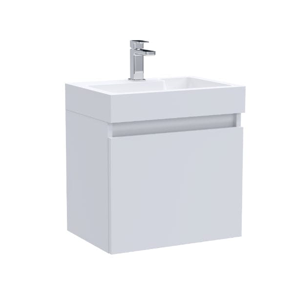 Nuie Wall Hung Vanity Units,Modern Vanity Units,Basins With Wall Hung Vanity Units,Nuie Gloss White Nuie Merit 1 Door Wall Hung Vanity Unit With Polymarble Basin 500mm Wide