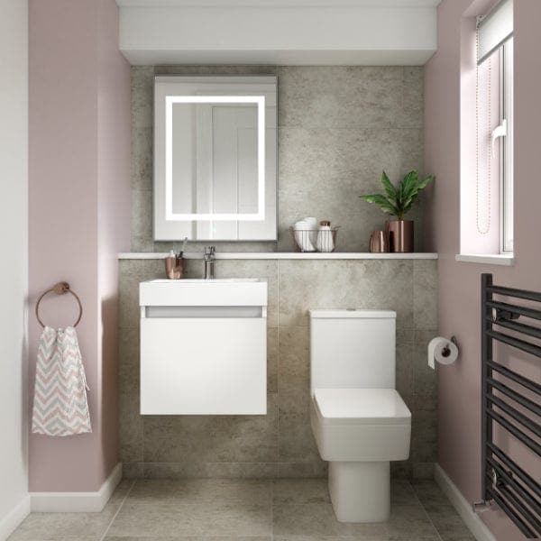 Nuie Wall Hung Vanity Units,Modern Vanity Units,Basins With Wall Hung Vanity Units,Nuie Nuie Merit 1 Door Wall Hung Vanity Unit With Polymarble Basin 500mm Wide