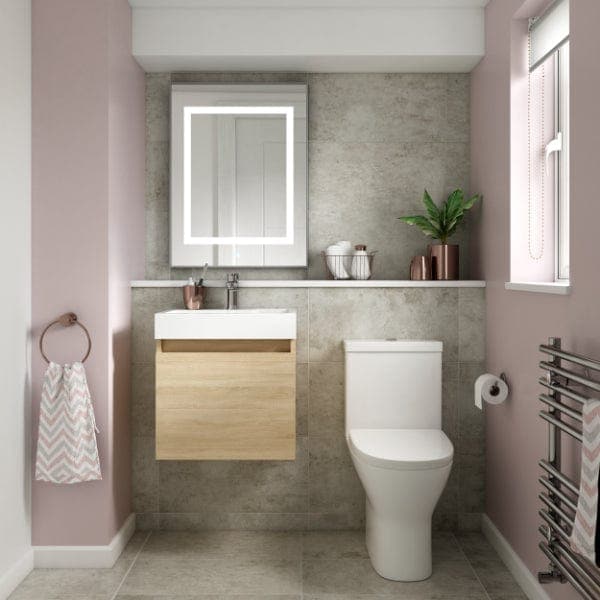 Nuie Wall Hung Vanity Units,Modern Vanity Units,Basins With Wall Hung Vanity Units,Nuie Nuie Merit 1 Door Wall Hung Vanity Unit With Polymarble Basin 500mm Wide