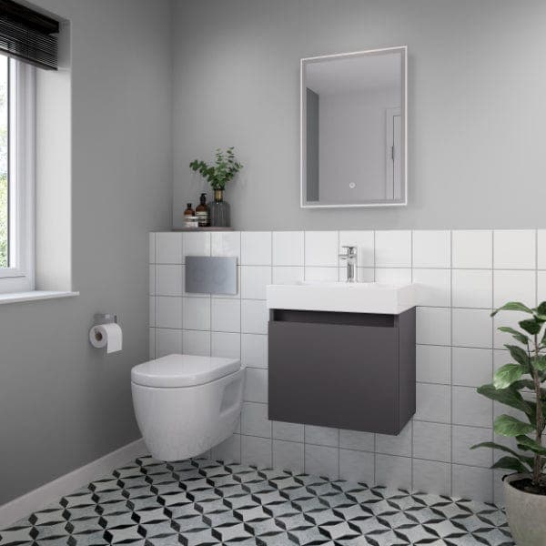 Nuie Wall Hung Vanity Units,Modern Vanity Units,Basins With Wall Hung Vanity Units,Nuie Nuie Merit 1 Door Wall Hung Vanity Unit With Polymarble Basin 500mm Wide