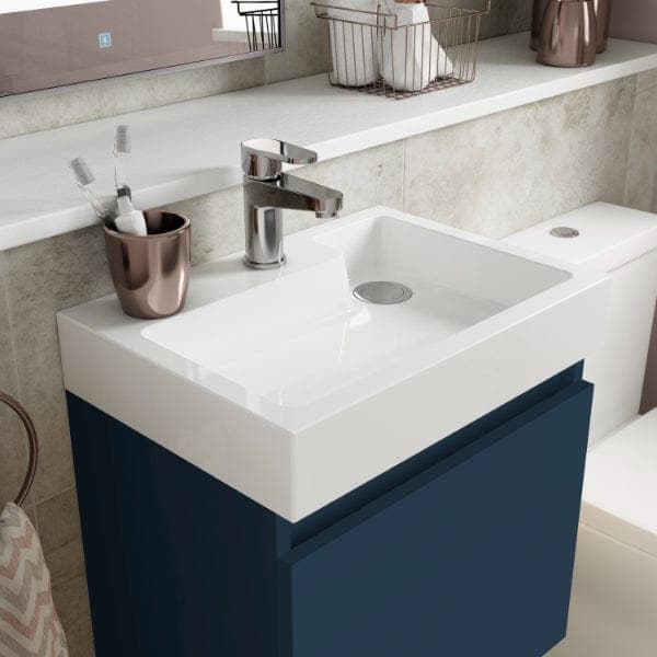 Nuie Wall Hung Vanity Units,Modern Vanity Units,Basins With Wall Hung Vanity Units,Nuie Nuie Merit 1 Door Wall Hung Vanity Unit With Polymarble Basin 500mm Wide