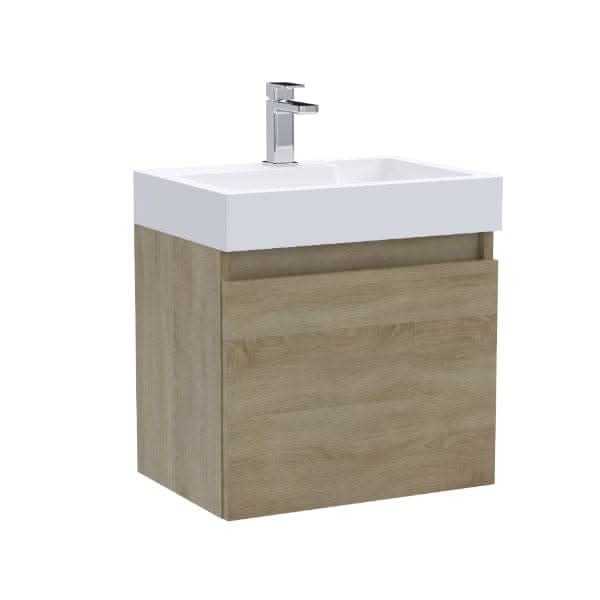 Nuie Merit 1 Door Wall Hung Vanity Unit With Polymarble Basin 500mm Wide