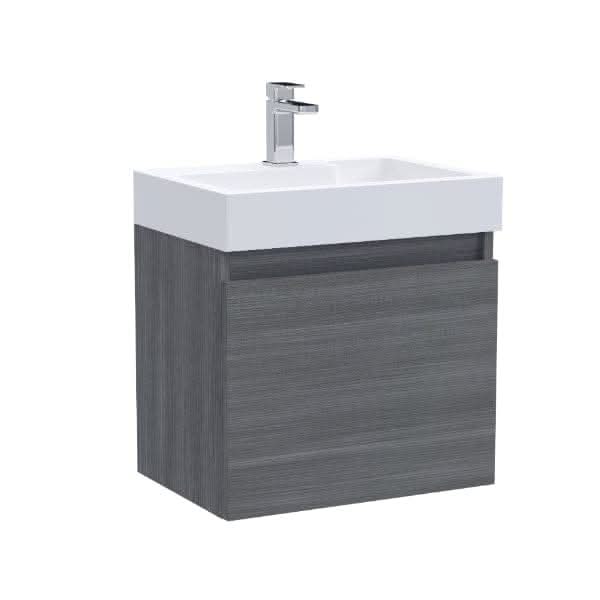 Nuie Merit 1 Door Wall Hung Vanity Unit With Polymarble Basin 500mm Wide