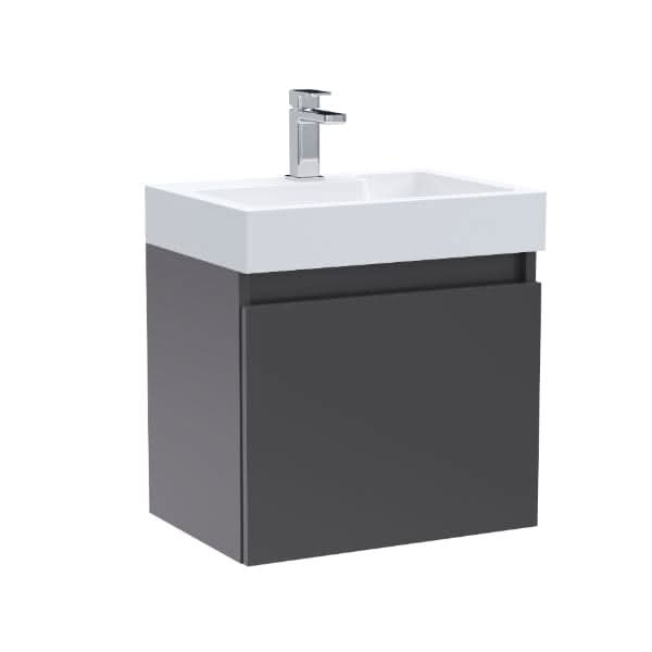 Nuie Merit 1 Door Wall Hung Vanity Unit With Polymarble Basin 500mm Wide