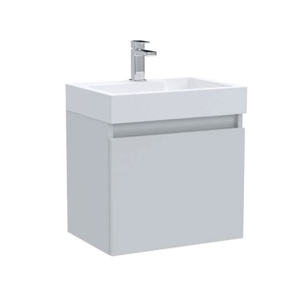 Nuie Merit 1 Door Wall Hung Vanity Unit With Polymarble Basin 500mm Wide
