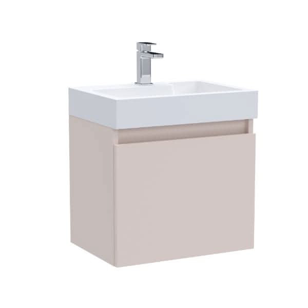Nuie Merit 1 Door Wall Hung Vanity Unit With Polymarble Basin 500mm Wide
