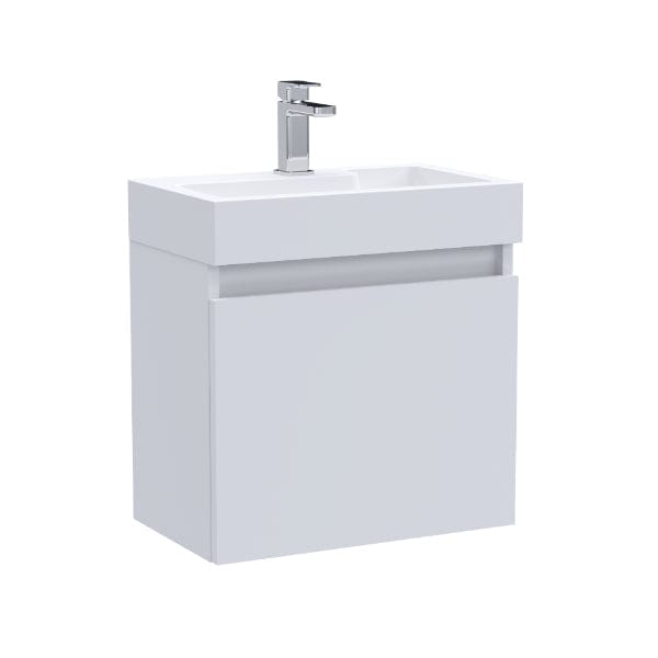 Nuie Wall Hung Vanity Units,Modern Vanity Units,Basins With Wall Hung Vanity Units,Nuie Gloss White Nuie Merit 1 Door Wall Hung Vanity Unit With Slimline Basin 500mm Wide
