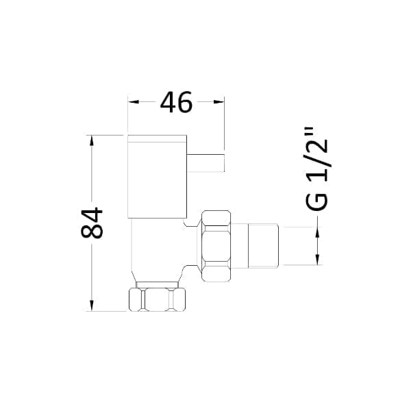 Nuie Manual Radiator Valves Nuie Minimalist Angled Radiator Valves Pair - 56mm High - Chrome