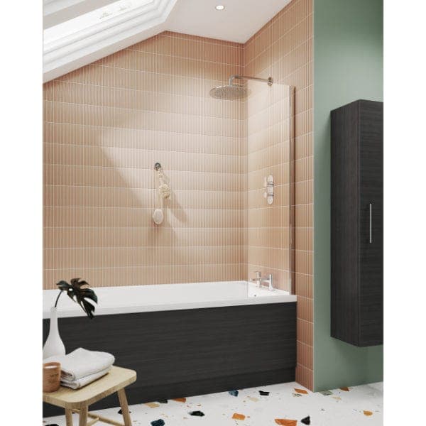 Nuie Bath Screens,Nuie,Bath Accessories Nuie Pacific Fixed Shower Bath Screen - 1400mm x 350mm - Polished Chrome