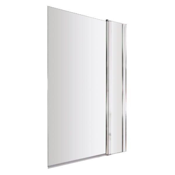 Nuie Bath Screens,Nuie,Bath Accessories Nuie Pacific Square Hinged Shower Bath Screen With Fixed Panel - 1435mm x 1005mm - Polished Chrome
