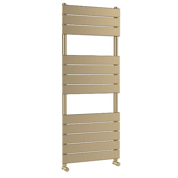 Nuie Straight Designer Heated Towel Rails,Modern Designer Heated Towel Rails Nuie Piazza Flat Panel Heated Towel Rail - 1213mm x 500mm - Brushed Brass