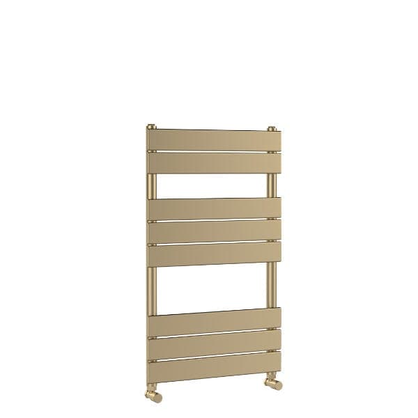 Nuie Straight Designer Heated Towel Rails,Modern Designer Heated Towel Rails Brushed Brass Nuie Piazza Flat Panel Heated Towel Rail - 840mm x 500mm