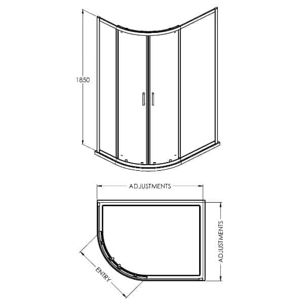 Nuie Offset Quadrant Shower Enclosure,Enclosure,Nuie Nuie Rene Offset Quadrant Shower Enclosure