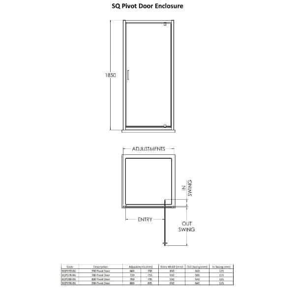 Nuie Pivot Shower Doors,Shower Doors,Nuie Nuie Rene Pivot Shower Door
