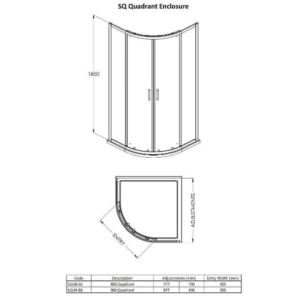 Nuie Quadrant Shower Enclosure,Enclosure,Nuie Nuie Rene Quadrant Shower Enclosure