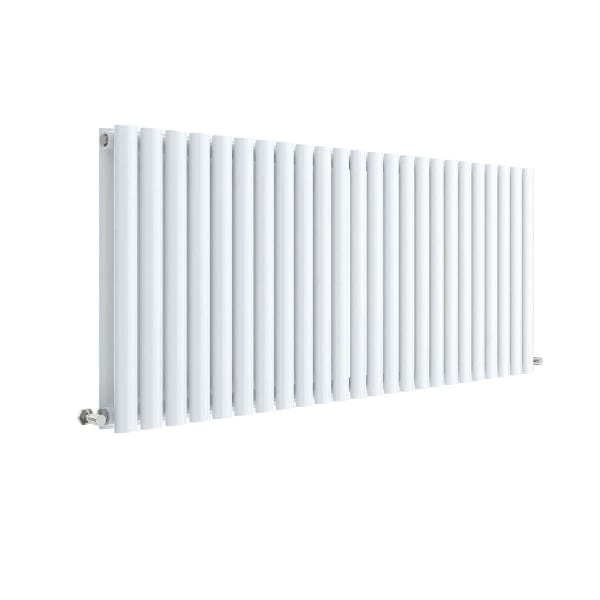 Nuie Horizontal Designer Radiators,Modern Designer Radiators High Gloss White Nuie Revive Double Panel Horizontal Designer Radiator - 600mm x 1398mm