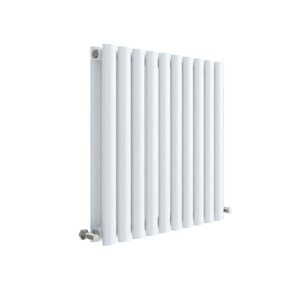 Nuie Horizontal Designer Radiators,Modern Designer Radiators High Gloss White Nuie Revive Double Panel Horizontal Designer Radiator - 600mm x 586mm