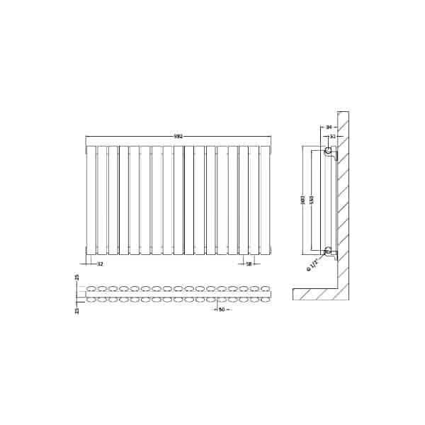 Nuie Horizontal Designer Radiators,Modern Designer Radiators Nuie Revive Double Panel Horizontal Designer Radiator - 600mm x 992mm