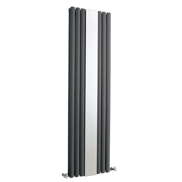 Nuie Vertical Designer Radiators,Modern Designer Radiators Anthracite Nuie Revive Double Panel Vertical Designer Mirrored Radiator - 1800mm x 499mm