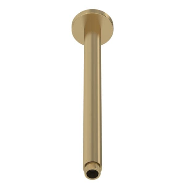 Nuie Shower Arms Brushed Brass Nuie Round 310mm Long Ceiling Mounted Shower Arm