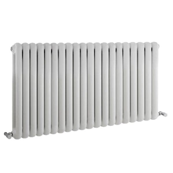 Nuie Horizontal Designer Radiators,Modern Designer Radiators High Gloss White Nuie Salvia Double Panel Horizontal Designer Radiator - 1223mm x 635mm