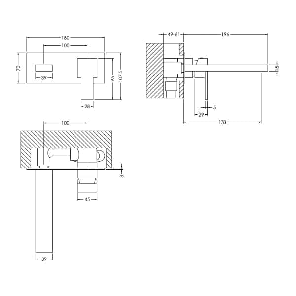 Nuie Wall Mounted Taps,Basin Mixer Taps,Modern Taps Nuie Sanford 2-Hole Wall Mounted Basin Mixer Tap With Plate - Chrome