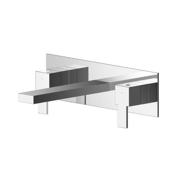 Nuie Wall Mounted Taps,Basin Mixer Taps,Modern Taps Nuie Sanford 3-Hole Wall Mounted Basin Mixer Tap With Plate - Chrome