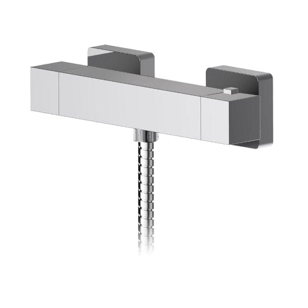 Nuie Bar Shower Valves Nuie Sanford Bottom Outlet Square Thermostatic Bar Shower Valve - Chrome