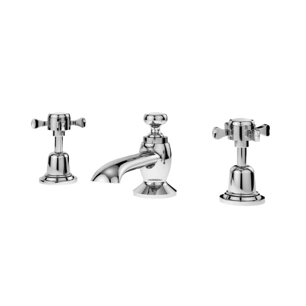 Nuie Basin Mixer Taps,Deck Mounted Taps,Traditional Taps Nuie Selby 3-Hole Basin Mixer Tap With Pop Up Waste - Chrome