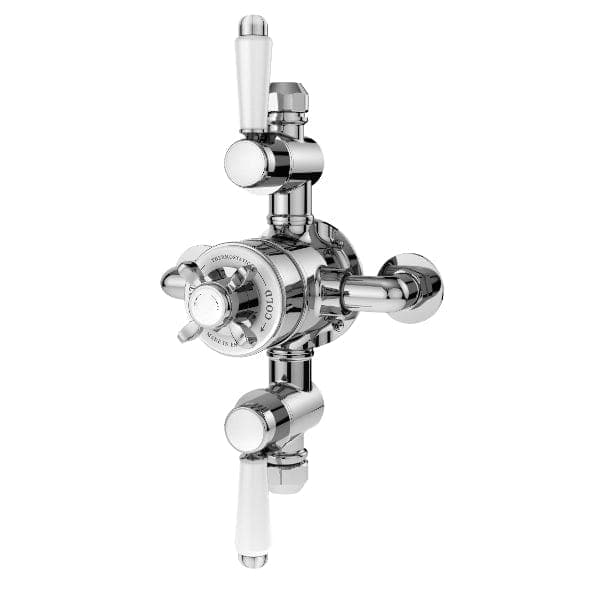 Nuie Exposed Shower Valves,Thermostatic Shower Valves Nuie Selby Triple Handle Thermostatic Exposed Shower Valve - Chrome