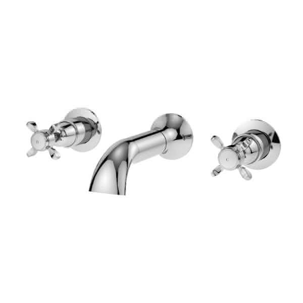 Nuie Bath Filler Taps,Traditional Taps,Deck Mounted Taps Nuie Selby Xhead 3-Hole Bath Filler Tap - Chrome