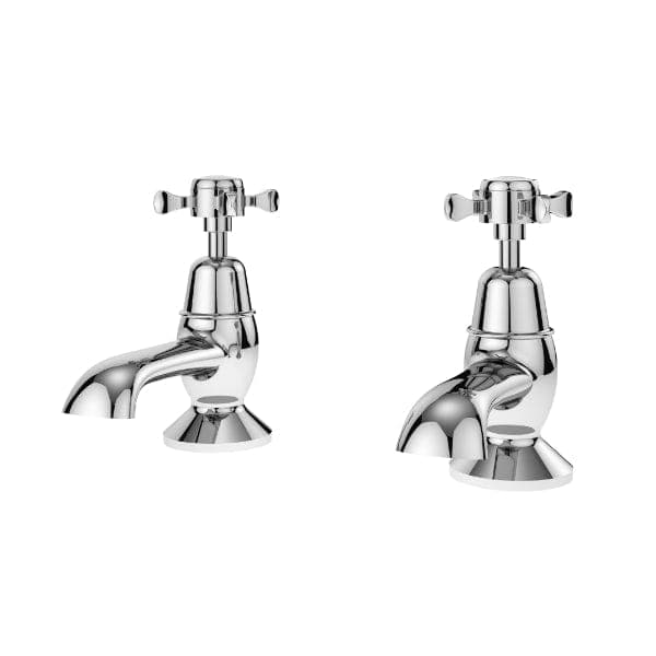Nuie Bath Pillar Taps,Traditional Taps,Deck Mounted Taps Nuie Selby Xhead Bath Pillar Taps - Chrome