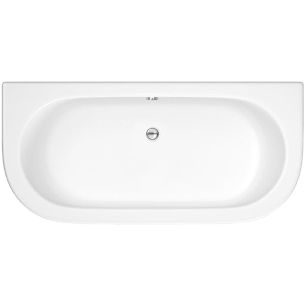 Nuie Freestanding Baths,Nuie,Modern Freestanding Baths,Back to Wall Baths Nuie Shingle Back to Wall Bath With Panel - 1700mm x 750mm - White