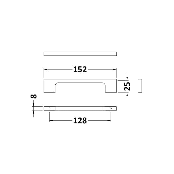 Nuie Other Furniture Accessories,Nuie Nuie Slimline D Shape Furniture Handle 150mm Wide