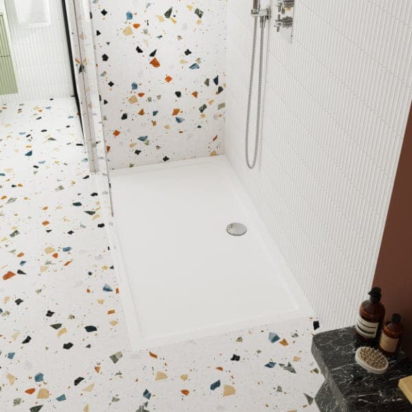 Nuie Slip Resistant Rectangular Shower Tray - White